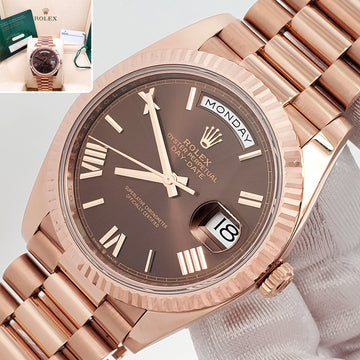 2024 Rolex President Day-Date Rose Gold Chocolate Roman Dial  228235 40mm Watch Box/Papers/Tag