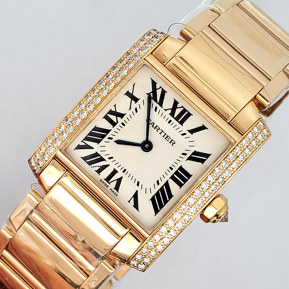 Cartier Tank Française Midsize Factory Diamond Yellow Gold 25mm Watch W50003N2 1821