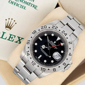 Rolex Explorer II 40mm Black Dial Steel Oyster Watch 16570 Box Papers