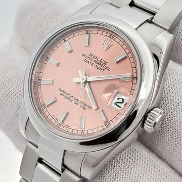 Rolex Datejust 31mm Salmon Index Steel Oyster Watch 178240 Box Papers