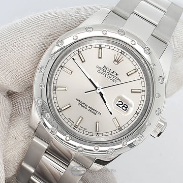 Rolex Datejust Midsize 31mm Silver Index Dial Scattered Diamond Bezel Watch 178240