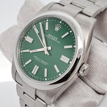 Rolex Oyster Perpetual 41mm 124300 Green Index Dial Stainless Steel Watch 2022 Box Papers