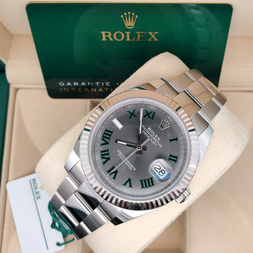 2024 Unworn Rolex Datejust 41 126334 Wimbledon Slate Roman Steel Oyster Watch Box Papers