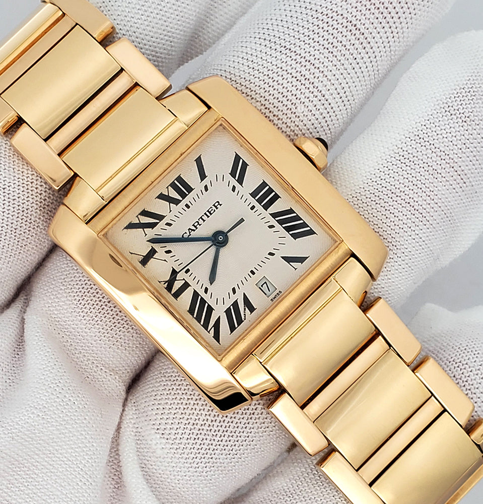 Cartier Large Tank Francaise 18k Yellow Gold Automatic 28mm Watch 1840 W50001R2