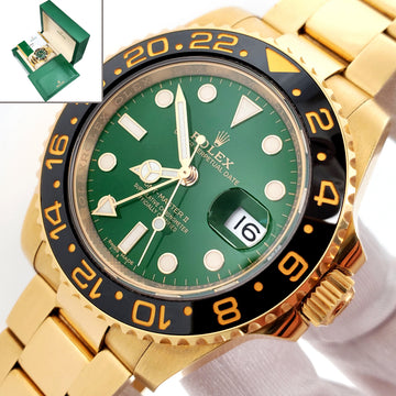 2016 Rolex GMT-Master II Green Dial 116718LN Yellow Gold 40mm Watch Box Papers