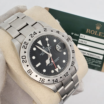 Rolex Explorer II 40mm Black Dial Stainless Steel Oyster Watch 16570 Box Papers