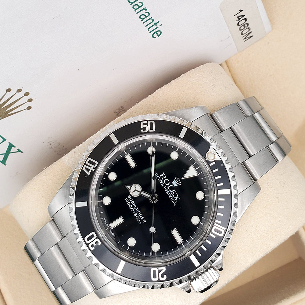 Rolex Submariner No-Date Black Dial Steel 40mm Watch 14060 Box Papers