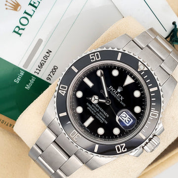 Rolex Submariner Date 40mm Black Dial Steel Watch 116610LN Box Papers