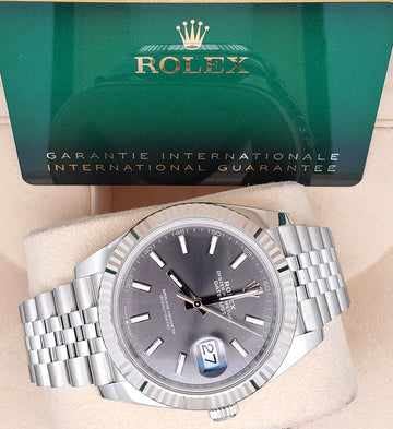 2024 Unworn Rolex Datejust 36mm 126334 Rhodium Gray Index Fluted White Gold/Steel Jubilee Watch Box Papers