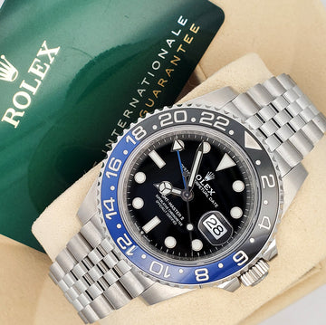 2021 Rolex GMT-Master II 40mm Batgirl Blue/Black Bezel Jubilee Steel Watch 126710BLNR Box Papers