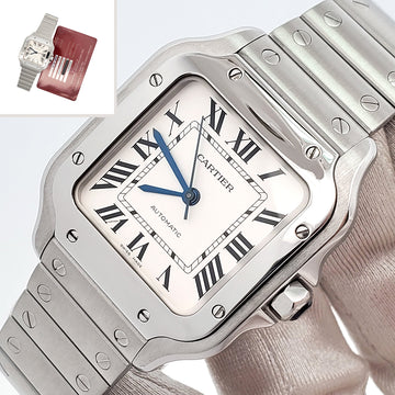 2019 Cartier Santos Silver Roman Steel 35mm Watch WSSA0010 4075 Papers