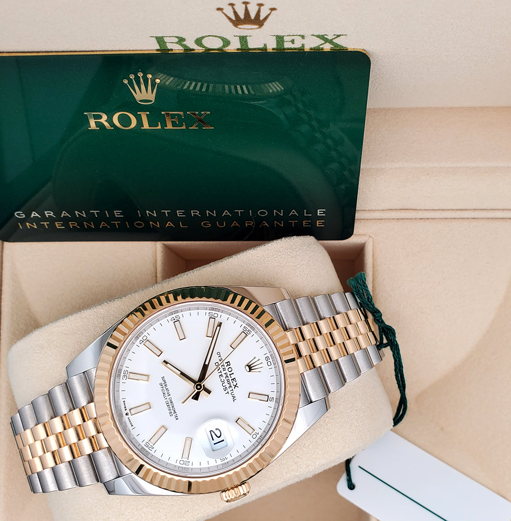 2022 Rolex Datejust 41 126333 White Index 2-tone Yellow Gold/Steel Jubilee Watch Box Papers