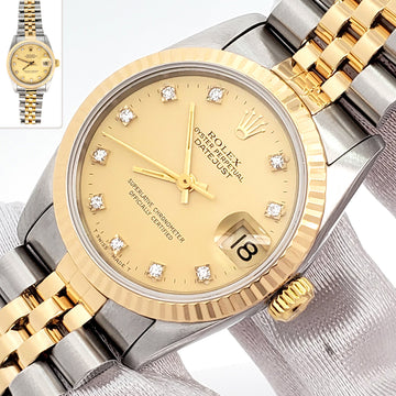 Rolex Datejust 31mm 2-Tone Factory Champagne Diamond Dial Jubilee Watch 68273