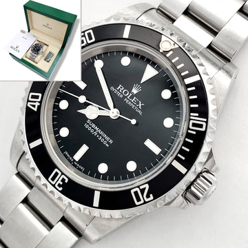 Undated Rolex Submariner “2-Liner” No-Date Black Dial Steel 40mm Watch 14060M Box/Papers/Tag