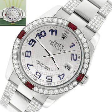 Rolex Datejust 36mm 4.5Ct Diamond Bezel/Bracelet/Silver Decorated Blue Arabic Dial 116200 Steel Watch