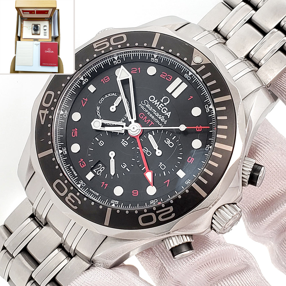 2025 Omega Seamaster Diver GMT Steel Mens 44mm Watch 212.30.44.52.01.001 Box Papers