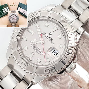 2008 Rolex Yacht-Master 40mm Platinum Bezel Steel Watch 16622 Box Papers/Service Papers
