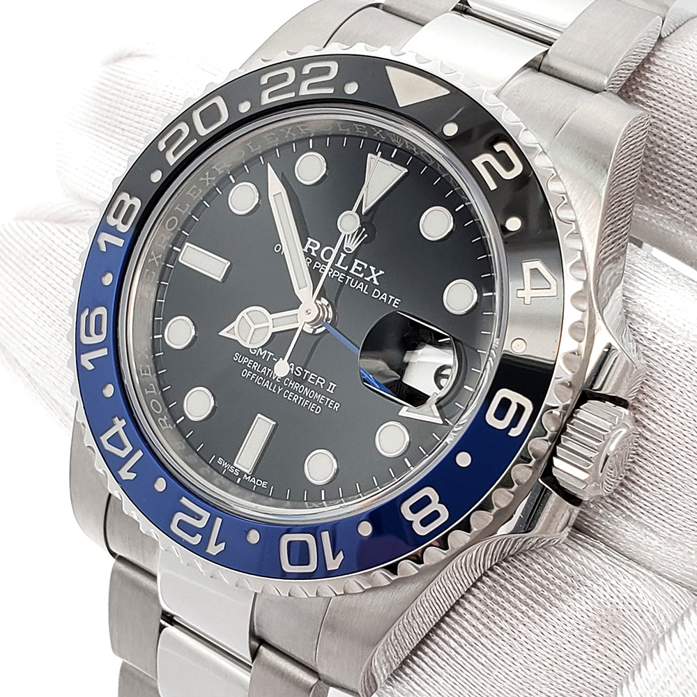 Rolex GMT-Master II 40mm "Batman" Blue/Black Ceramic Bezel Steel Oyster Watch 116710BLNR Box Papers