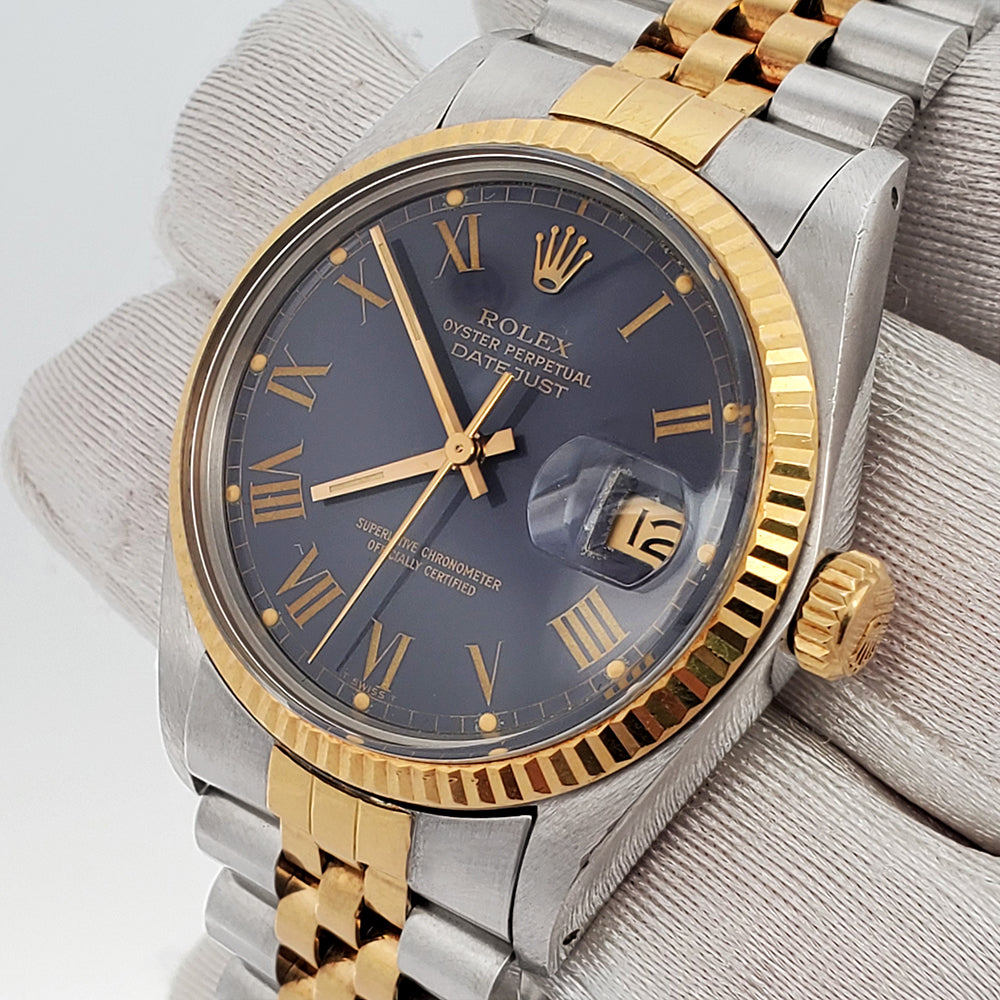 Rolex Datejust 36mm Buckley Blue Dial Yellow Gold/Steel Jubilee Watch 16013