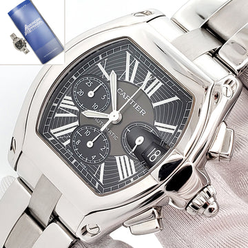 Cartier Roadster Black Roman XL Chronograph 43mm Steel Watch W62019X6 2618