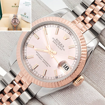 Rolex Datejust 31mm 2-tone Rose Gold/Steel 178271 Fluted Bezel Jubilee Watch Box Papers