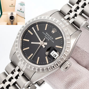 Rolex Oyster Perpetual Lady Date 26mm 69240 Black Index Dial Steel Jubilee Watch Box Papers