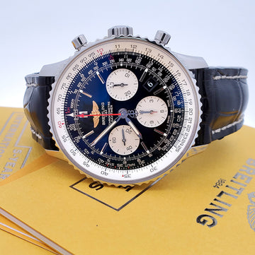 Breitling Navitimer 01 Chronograph 43mm Black Dial Steel Watch AB0120 Box Papers