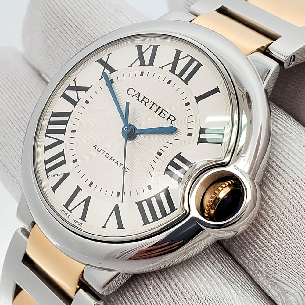 Cartier Ballon Bleu 36mm Silver Roman 2-tone Yellow Gold/Steel Watch 3284 W2BB0012