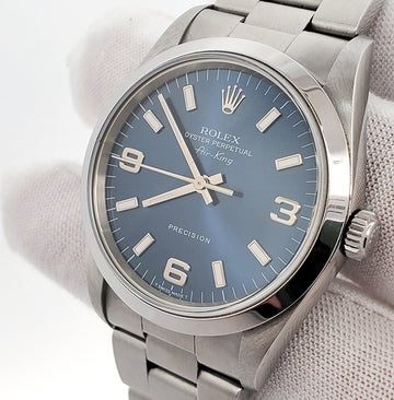 Rolex Air-King 34mm 14000 Blue Arabic Index Steel Oyster Watch