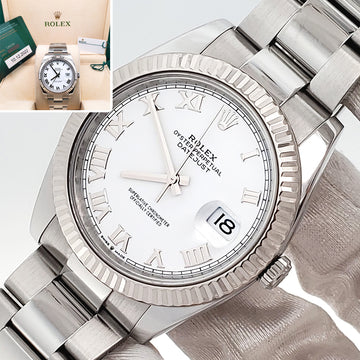 2022 Rolex Datejust 41 White Gold Fluted Bezel White Roman Dial Watch 126334 Box/Papers/Tag