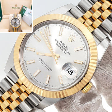 Rolex Datejust 41 126333 Silver Index 2-Tone Yellow Gold/Steel Jubilee Watch Box Papers