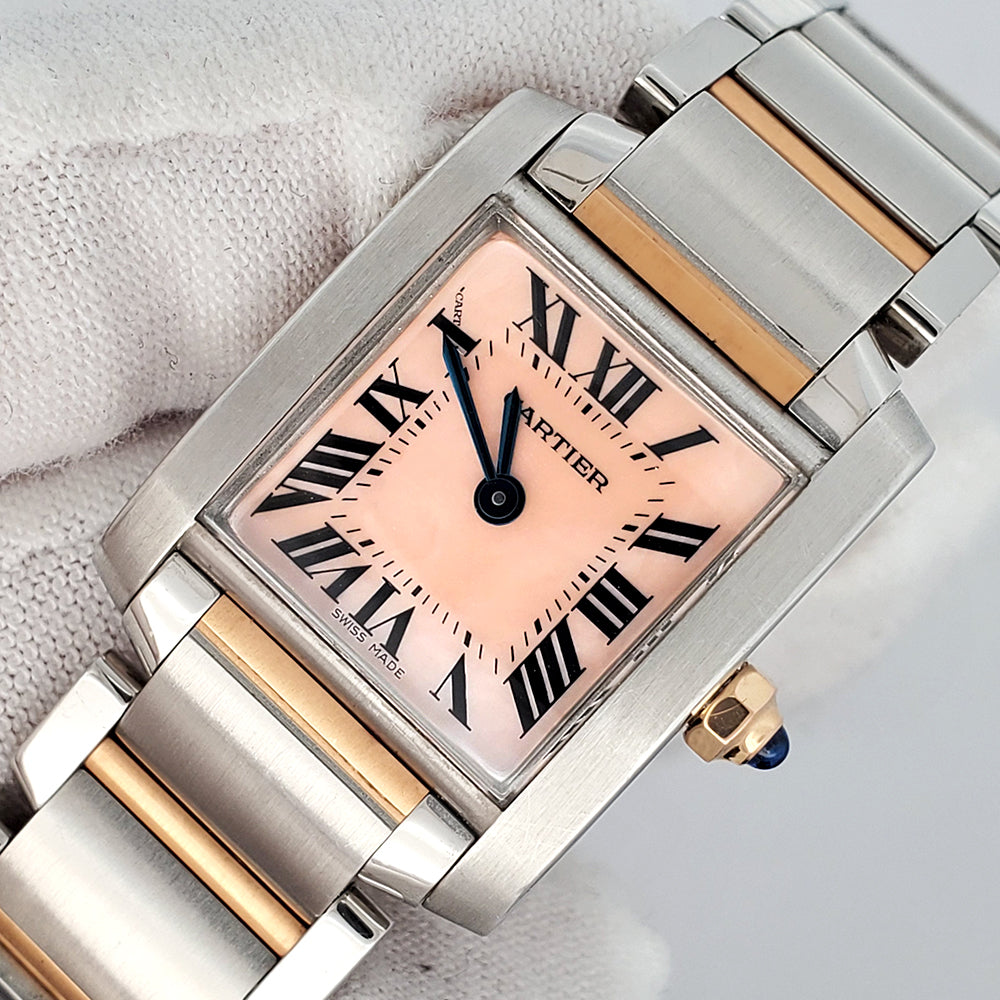 Cartier Tank Francaise 20mm Pink Mother of Pearl 2-tone Yellow Gold/Steel Watch 2384 W51007Q4