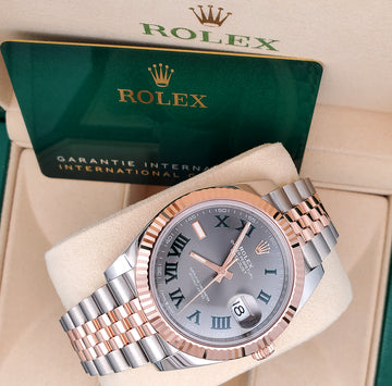 Unworn 2023 Rolex Datejust 41 Wimbledon Dial 2-tone Rose Gold/Steel Jubilee Watch 126331 Box Papers