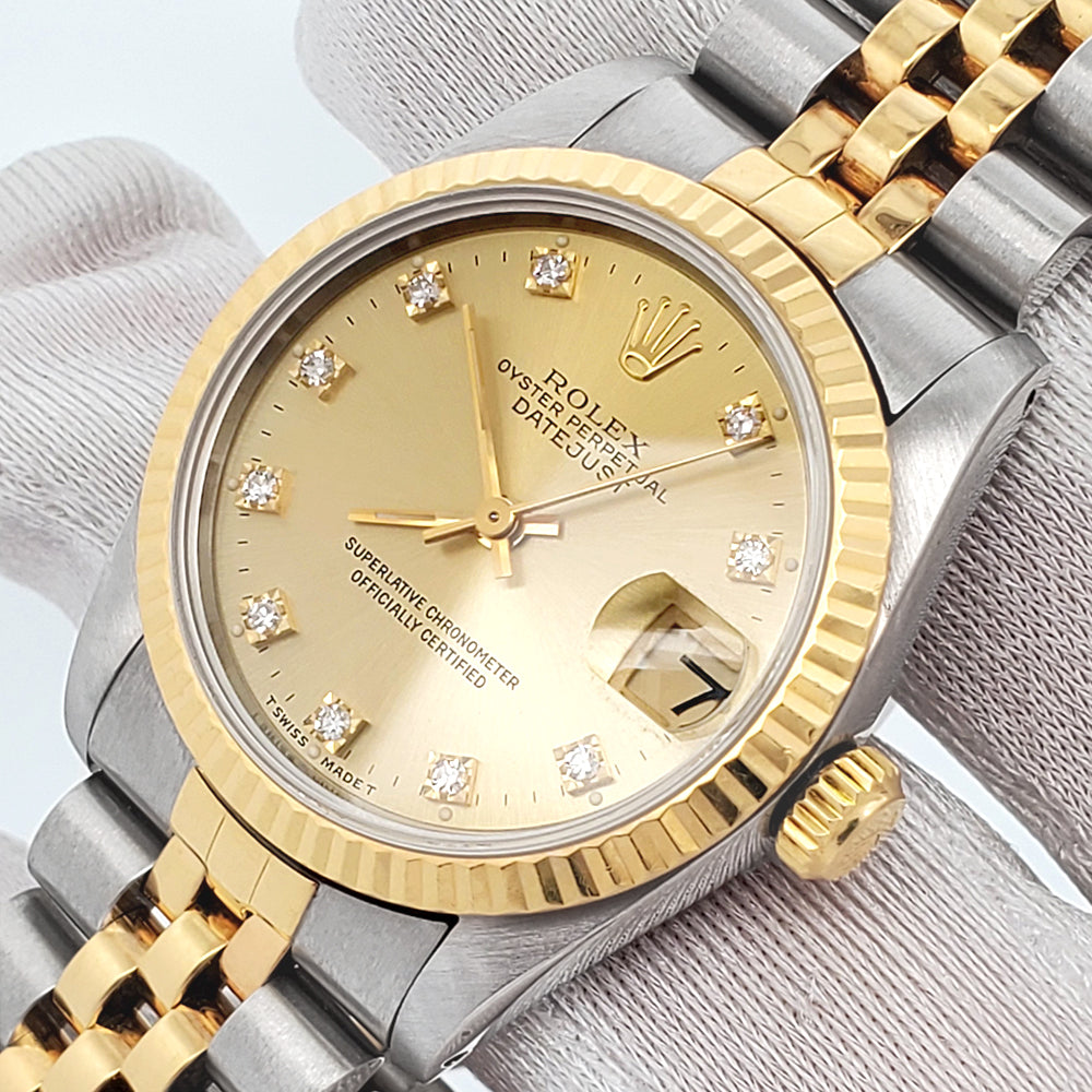 Rolex Datejust 31mm 2-Tone Factory Champagne Diamond Dial Jubilee Watch 68273