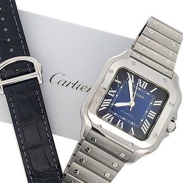 2023 Cartier Santos 35.1mm Blue Roman Steel Watch WSSA0063 Box/Papers/Strap