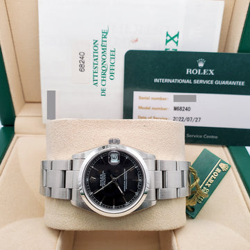 Rolex Datejust 31mm Black Index Dial Steel Watch 68240 Box Papers