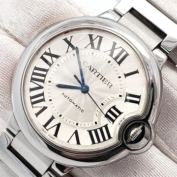 Cartier Ballon Bleu Silver Roman Dial 36mm Steel Watch 3284 W6920046
