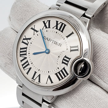 Cartier Ballon Bleu 36mm Silver Dial Quartz Steel Watch W69011Z4 3005