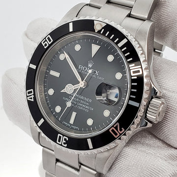 Rolex Submariner Date 16610 40mm Engraved Rehaut Stainless Steel Watch