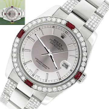 Rolex Datejust 36mm 4.5Ct Diamond Bezel/Bracelet/Silver Tuxedo Dial 116200 Steel Watch