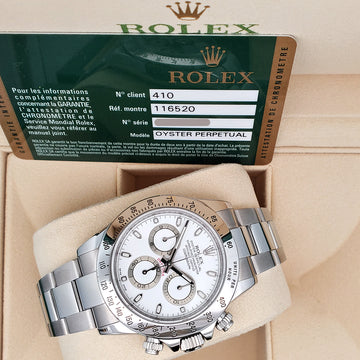 Rolex Cosmograph Daytona 40mm White Steel Oyster Watch 116520 Box Papers