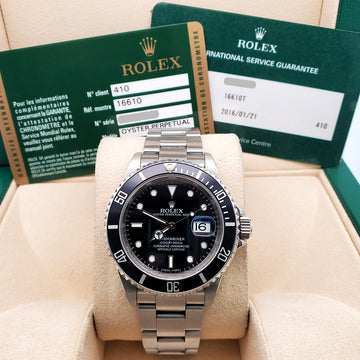 Rolex Submariner Date Engraved Rehaut 16610 40mm Steel Oyster Watch Box Papers