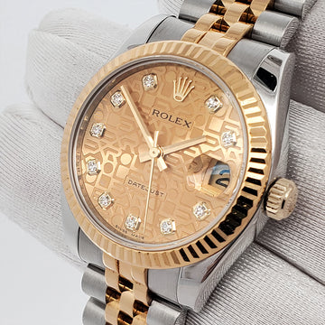 Rolex Datejust 31mm Factory Champagne Jubilee Diamond 2-tone Watch 178273