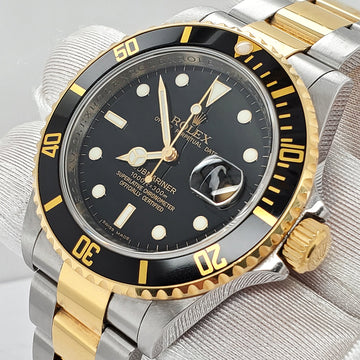 Rolex Submariner 40mm Two-Tone Yellow Gold/Steel Black Dial Watch 16613LN Box Papers