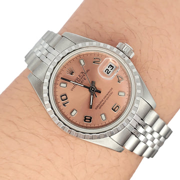 Rolex Oyster Perpetual Lady Date 26mm 69240 Salmon Arabic Dial Steel Jubilee Watch