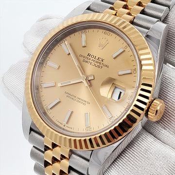 2021 Rolex Datejust 41 126333 Champagne Index 2-Tone Yellow Gold/Steel Jubilee Watch Box Papers