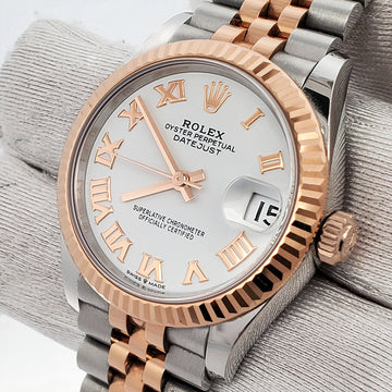 Rolex Datejust 31mm 2-tone Rose Gold/Steel White Roman Jubilee Watch 2021 Box Papers 278271