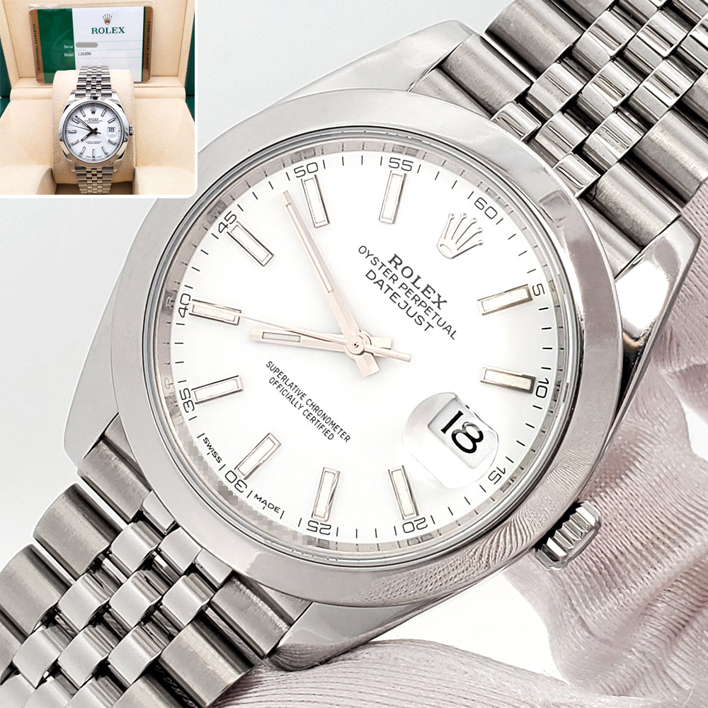 2019 Rolex Datejust 41 126300 White Index Steel Jubilee Watch Box Papers