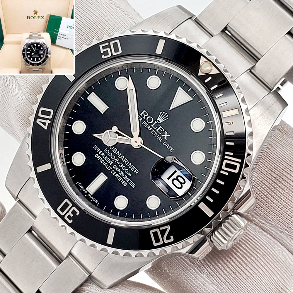 Rolex Submariner Date 40mm Black Dial Steel Watch 116610LN Box Papers