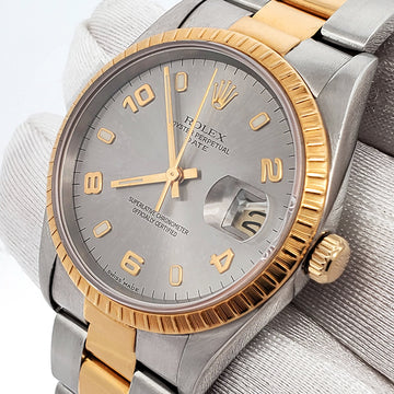 Rolex Date 34mm 2-Tone Slate Dial Yellow Gold/Steel Oyster 15223 Watch